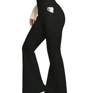 Women's Black High-Waisted Flared Pants