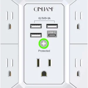 5 Outlet Wall Charger with 4 USB Ports